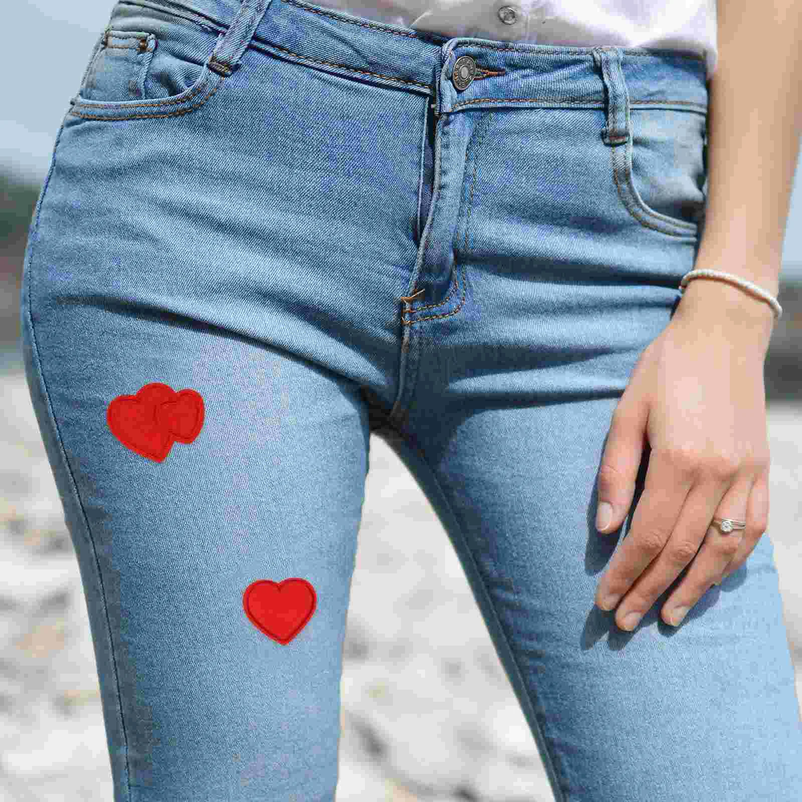 8 Stück DIY-Nähdekoration, Applikationen, Aufkleber, rote herzförmige Stickerei-Patches für Kleidung, Kleid, Hut, Jeans, Reparatur