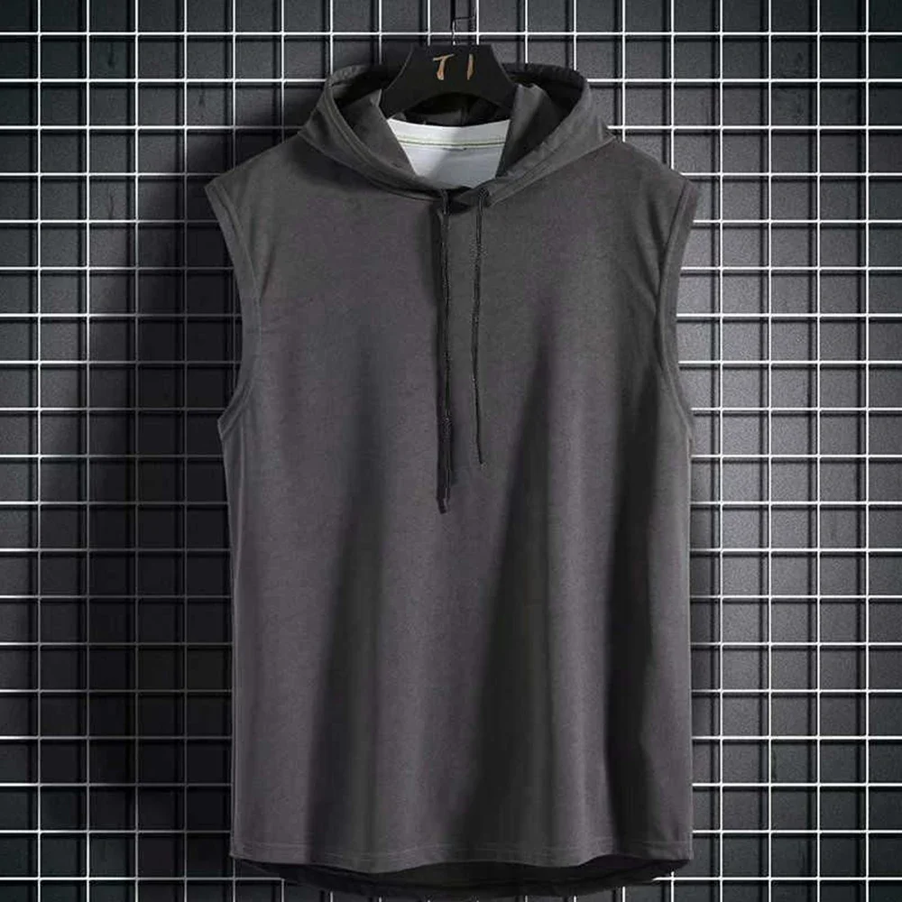 Newest Top-quality Sleeveless T-Shirt Bodybuilding Hooded Hoodies Men Gym Parts Replacement Sleeveless T-Shirt