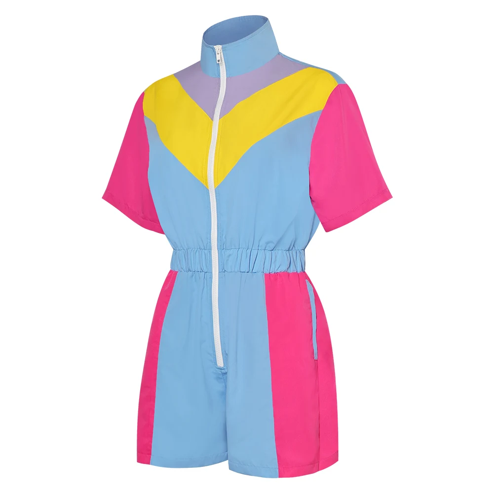 Stage Performance 80s 90s Track Suits Women\'s Colored Sportswear Cosplay Costume Suit Outfits Halloween Carnival Party Clothes