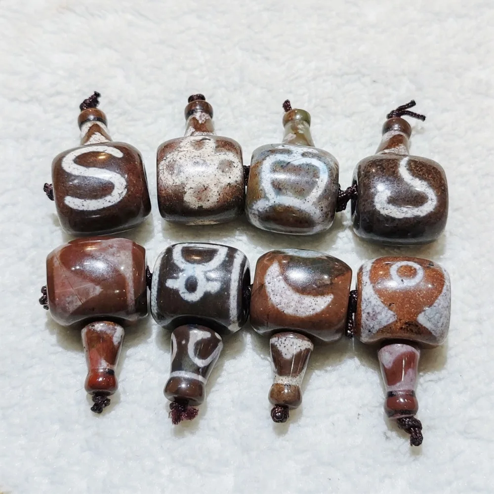 

Tibet Xiangxiong Cinnabar, Agate Dzi Multi totem Tianzhu Buddha Head Three way Necklace Handstring DIY Accessories