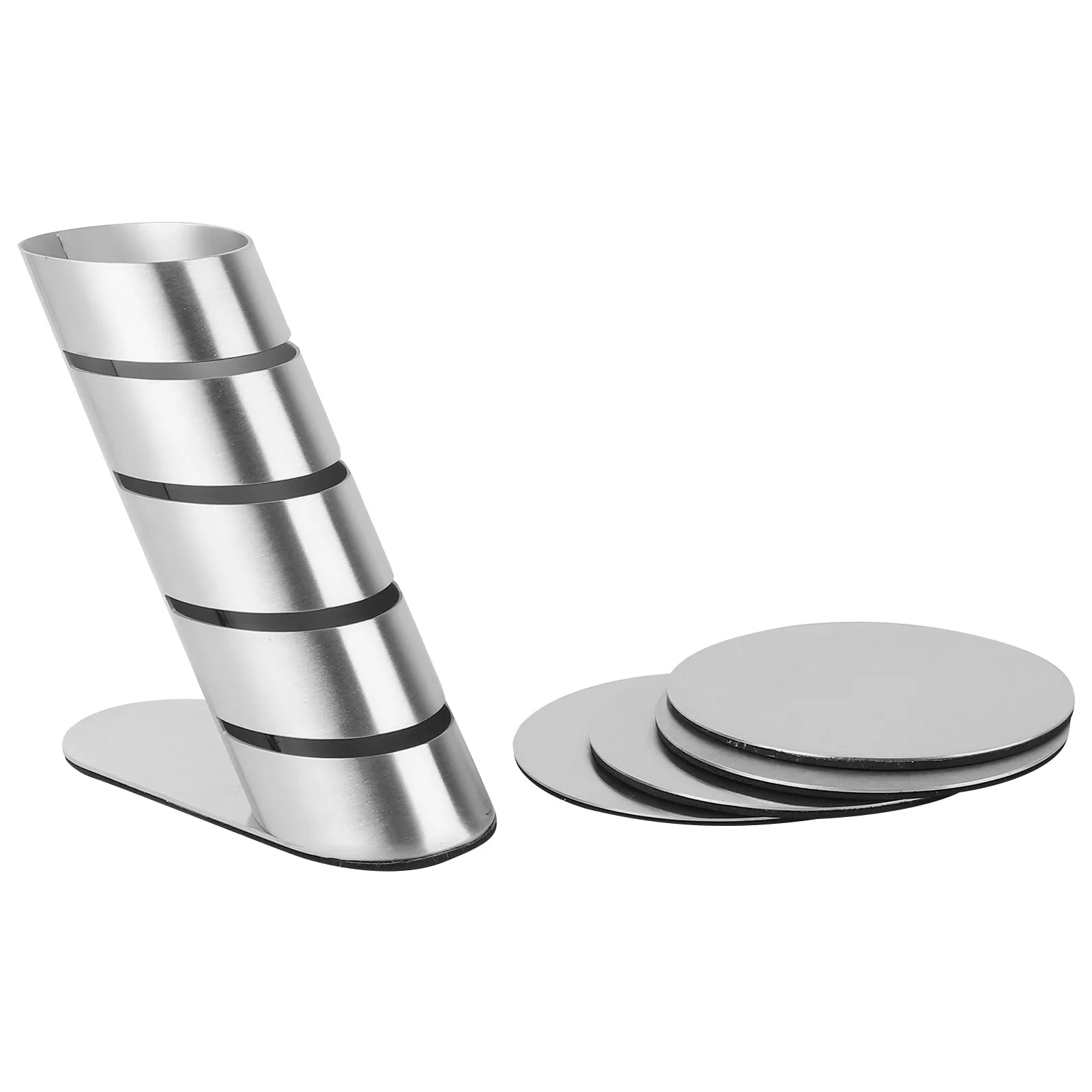 1Set Household Stainless Steel Coaster Set Anti-Slip Heat Resistant Table Pads for Cups Glasses Coffee Stainless Steel Coaster
