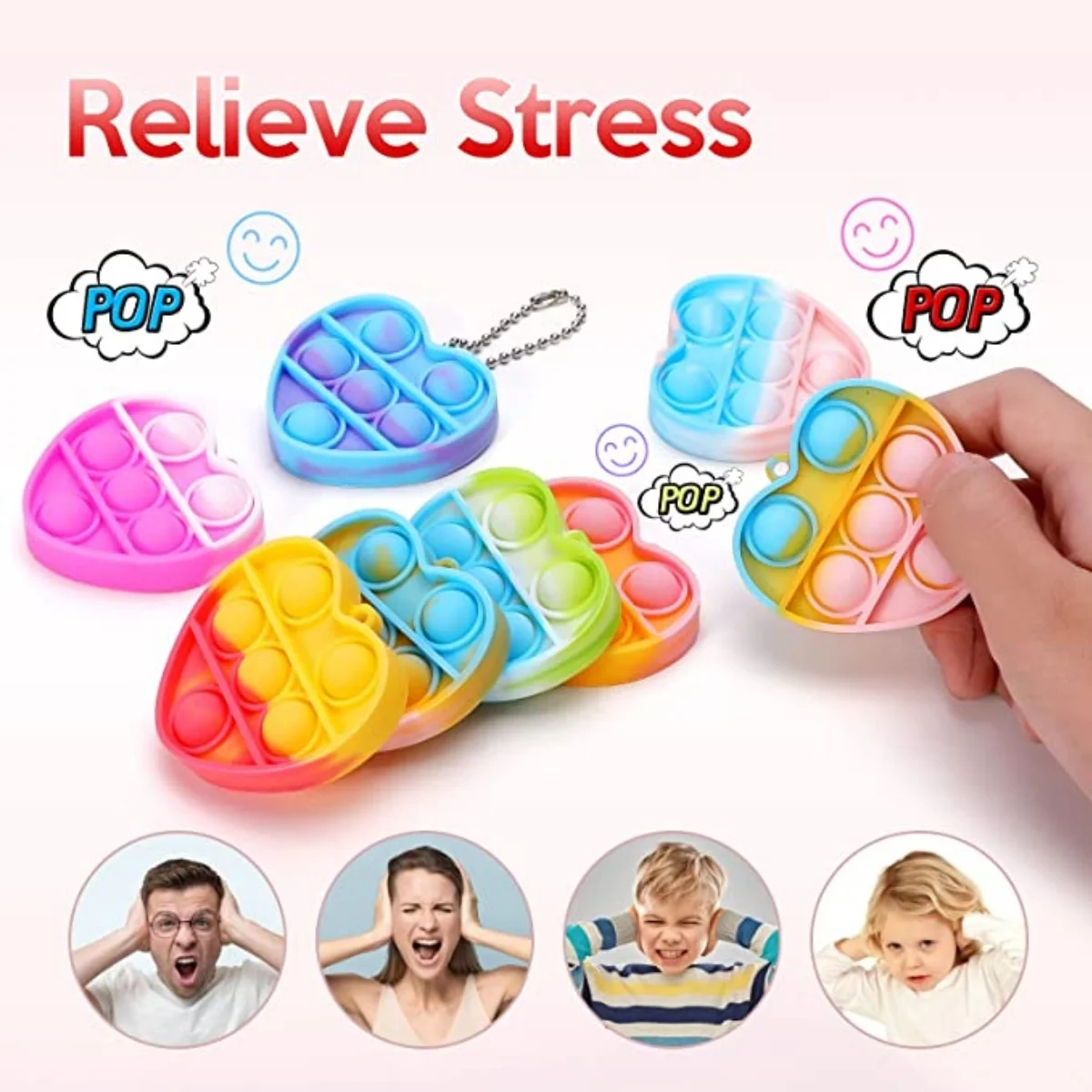 10-50PCS Kids Party Favors Toys Pack Mini Pop Keychain Bulk Packs Sensory Stress Toy Classroom Easter Eggs Fillers