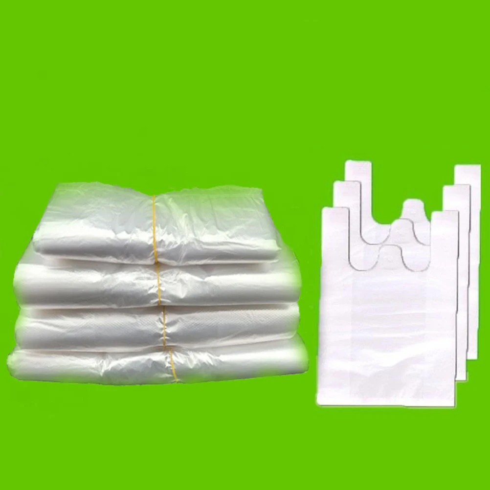 

100 Pcs Portable Plastic Bag Shopping Food Packaging Bags Handbag Tote Disposable