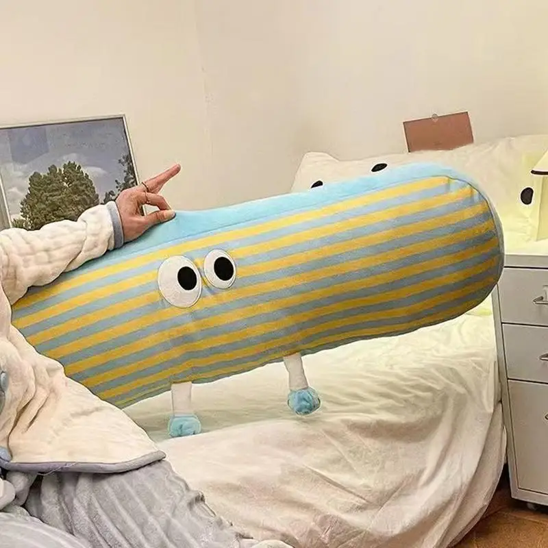 Long Body Pillow Cute Striped Hug Pillow For Adults 35.43in Soft Comfortable Snuggle Pillow For Side Sleepers Removable Cover