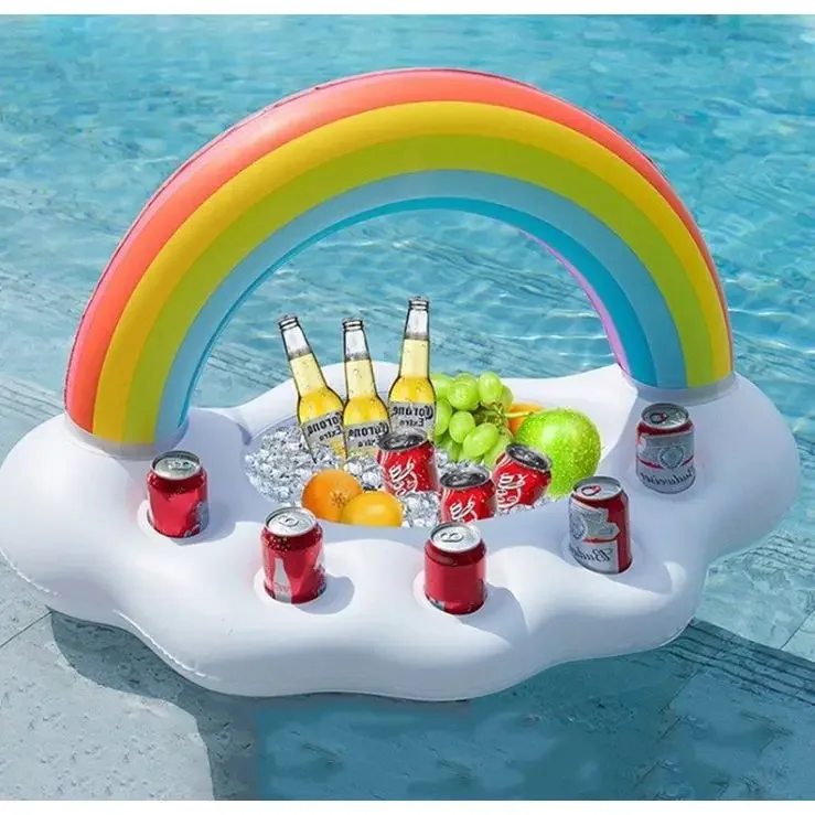 Water Floating Tray Beer Coke Coaster Inflatable Salad Plate Ice Bar Ice Bucket Drinks