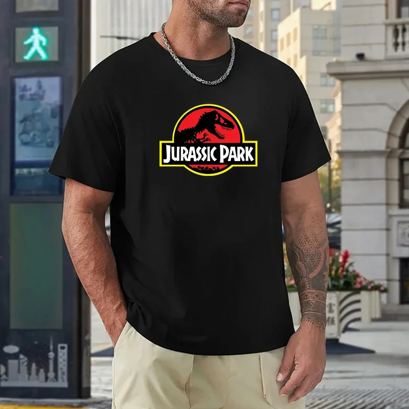 2024 Jurassic Park T Shirt Men 100% Cotton Printed T-Shirts Casual Funny Tops Jurassic World Tees Short Sleeve Cool T-shirt