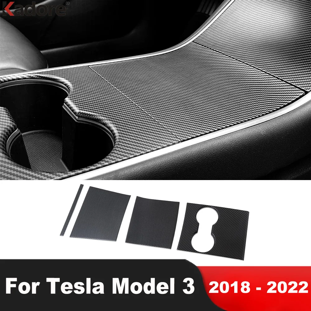 

Для Tesla Model 3 2018 2019 2020 2021 2022 углеродное волокно, крышка центральной консоли автомобиля, накладка, держатель для стакана с водой, рамка, аксессуары