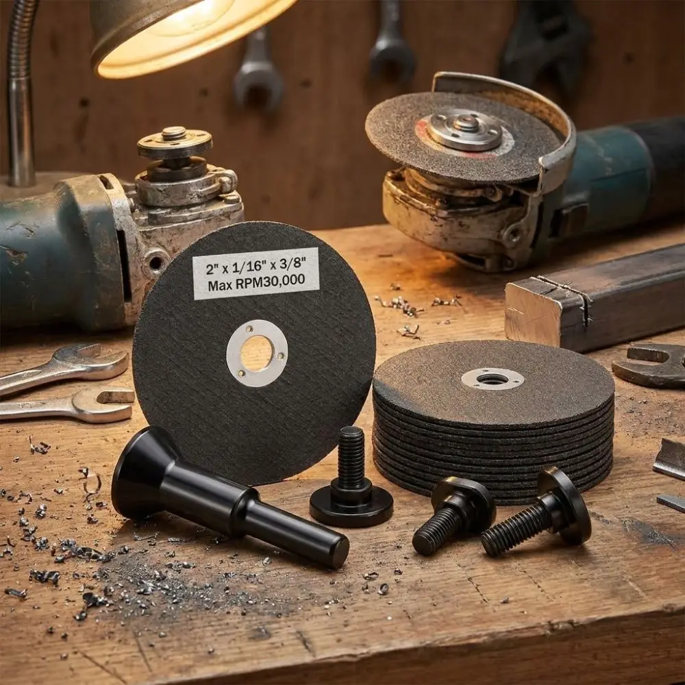 2 Inch Diameter Die Grinder Cut Off Wheel 3/8in Arbor Hole High Speed Drill Metal Cutter Attachment Reinforced Abrasive Discs