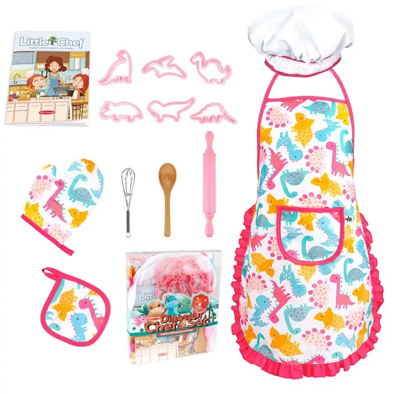 26pcs Children Cooking Set Kids Cooking And Baking Set Simulation Kitchenware Chef Costume Aprons Cake Molds Boys Girls Gift