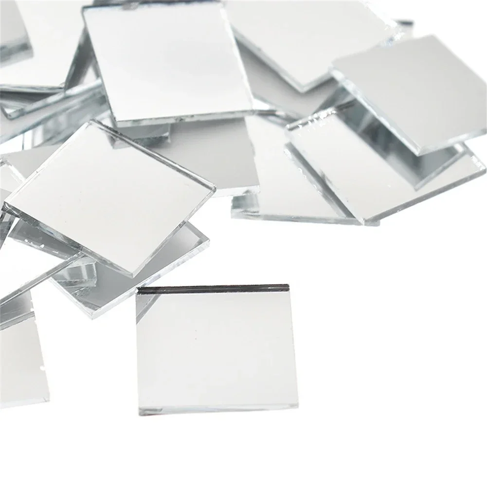 100PCS Mirror Glass Mosaic Small Square Tiles Mini Self-Adhesive Sticker For Wall Bathroom DIY Home Decoration Crafts