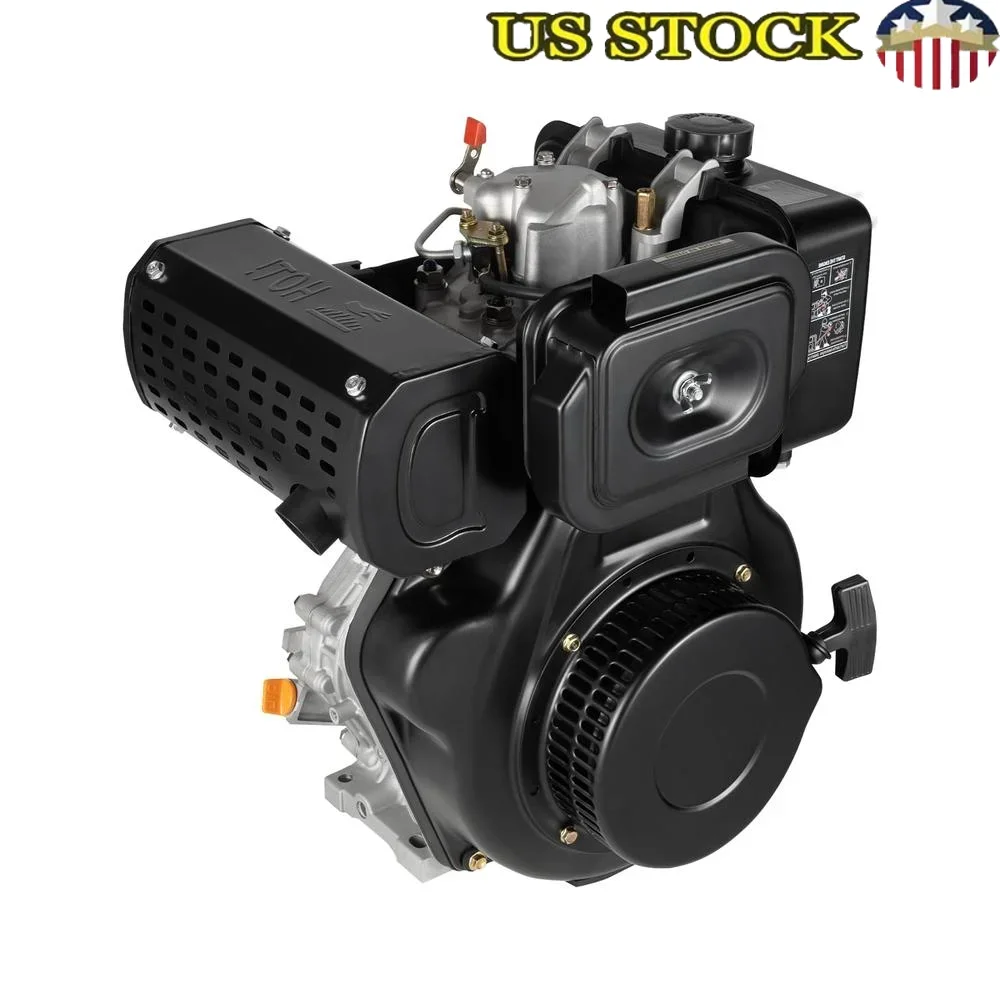 10HP Diesel Engine 418cc 4 Stroke Single Cylinder Motor Air Cooled Horizontal Shaft High Power Go Kart Engine Efficient Micro