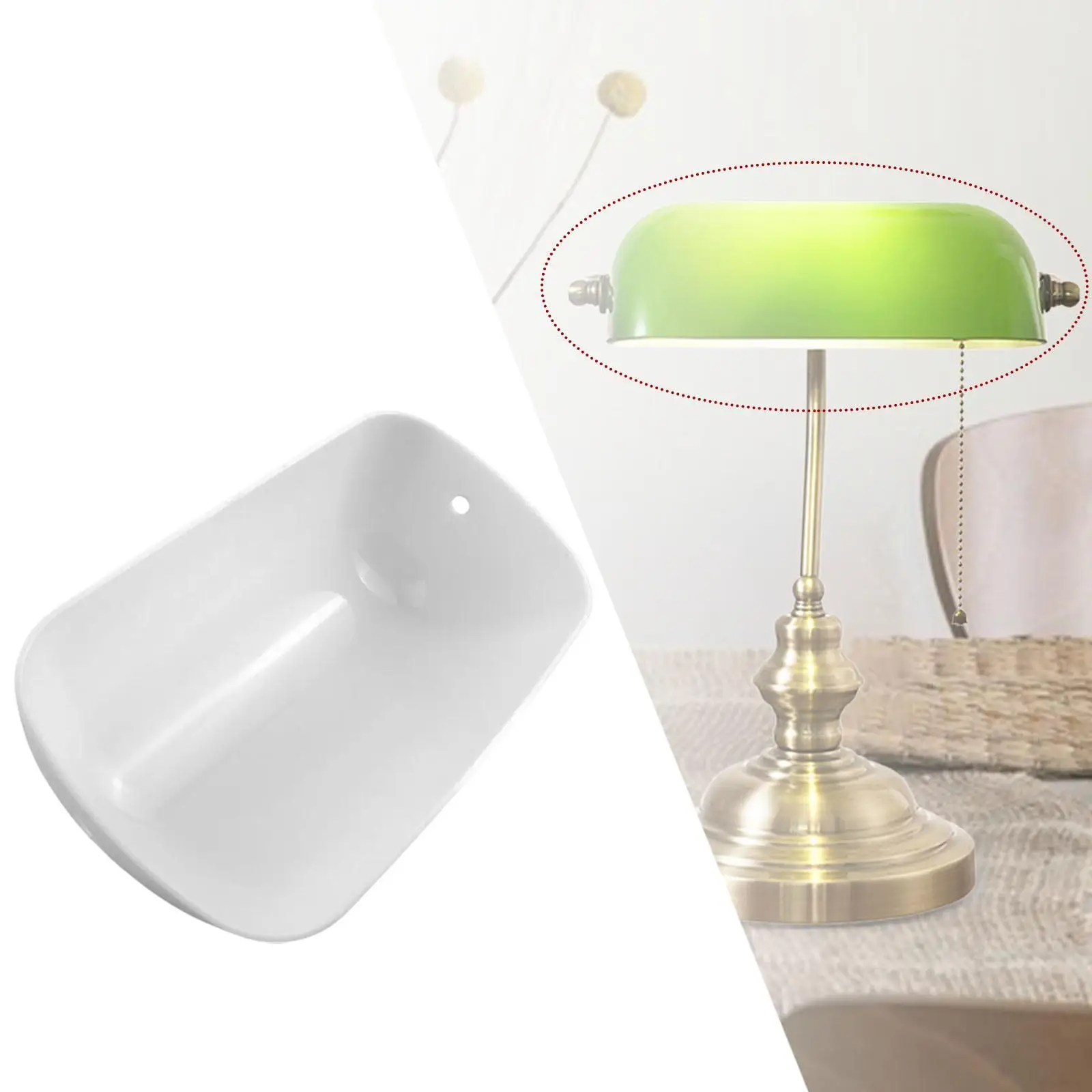 Retro Banker Lamp Shade PC Replacement Rectangular Desk Light Cover Traditional Style for Home Office Decor