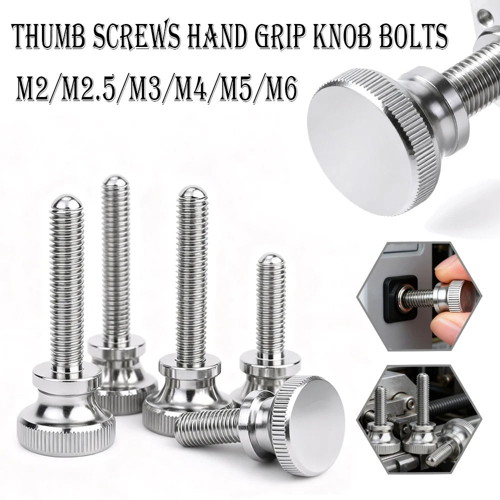 5/10/25 Stück M2 M2,5 M3 M4 M5 M6 303 Edelstahl Handfest gerändelter Griffknopf Rändelschraube Bolzenlänge = 3–40 mm