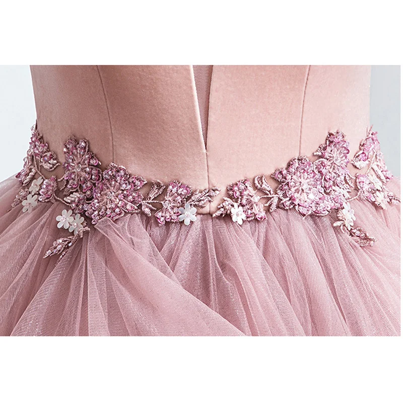 LZPOVE abiti da ballo rosa abito da ballo di lusso Tulle Puffy Layered Ruffles abiti da laurea Spaghetti Strap Beads Evening Party