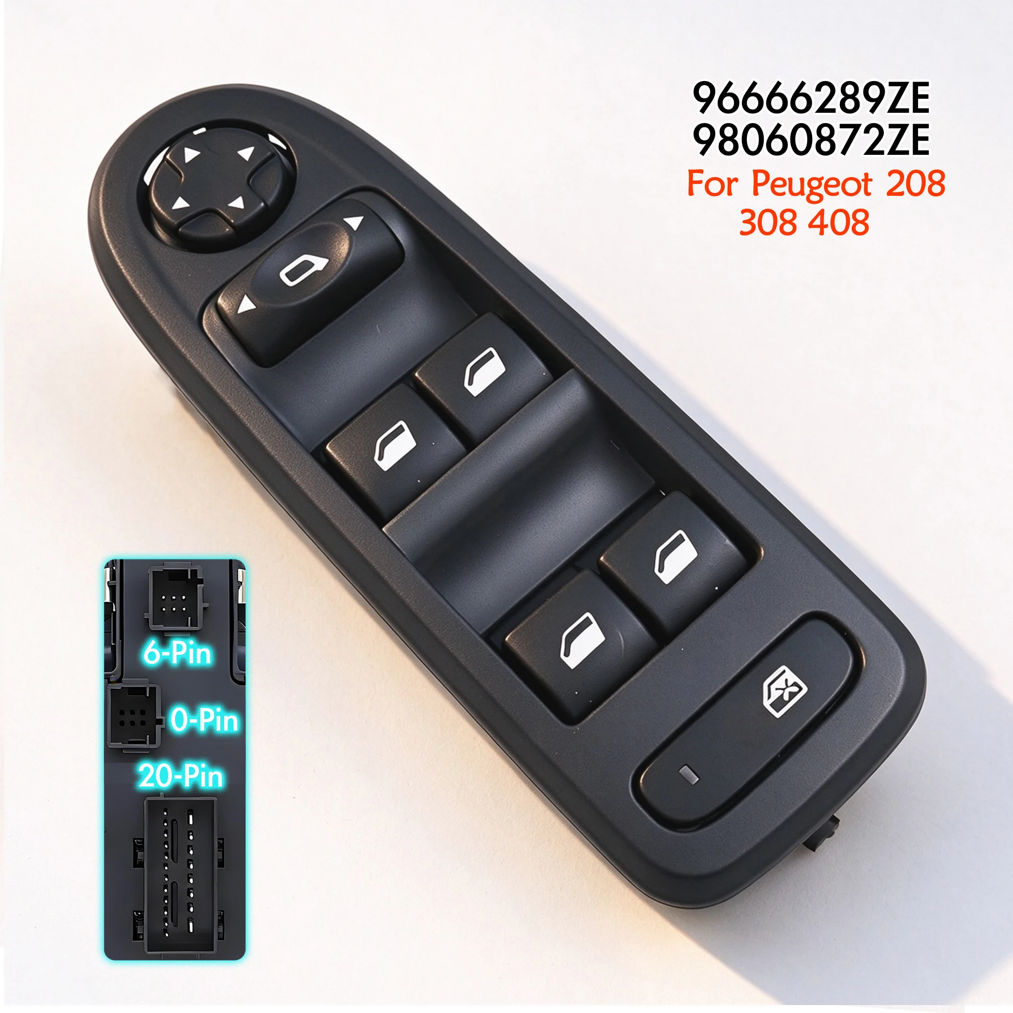 96666289ZE 98060872ZE For Peugeot 208 308 408 2009-2013,Front Left Electric Master Power Window Switch Lifter Control Button