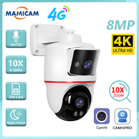 6MP 3G 4G Camera SIM Card WIFI IP Security Surveillance Dual Lens Screen PTZ Outdoor Security CCTV Video Alarm Push CamhiPro