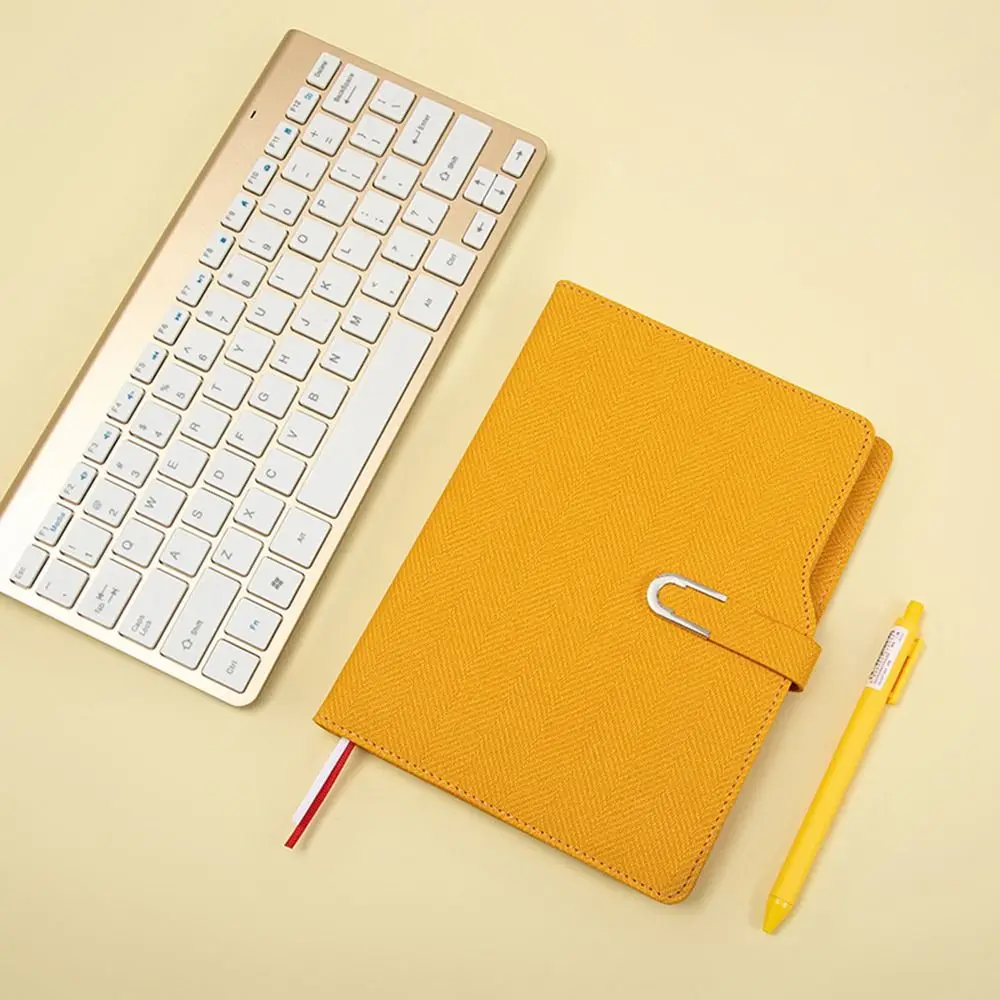 

200 Pages A5 Notepad U-Shaped Magnetic Buckle PU Leather Cover Business Office Notebook Horizontal Line Thickened Paper Diary