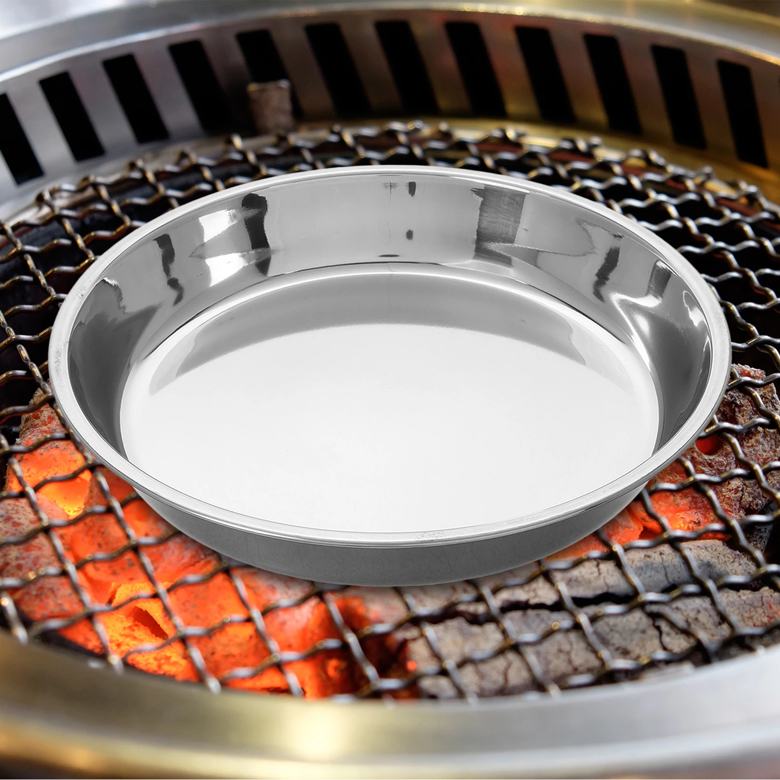 

Korean BBQ Charcoal Pan Tray Camping Grill Plate Fireproof Round Bottom Stove Large Capacity Commercial Barbecue
