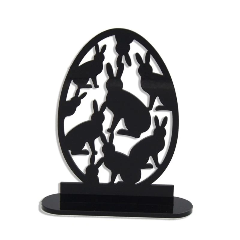 Easter Bunny Decoration Acrylic Standing Rabbit Hollow Figurine Statue Ornament