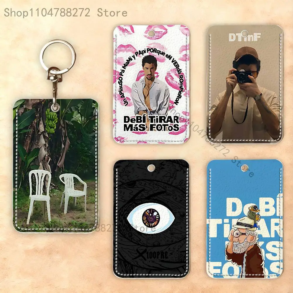 B-Bad D-DtMF B-BunnyS Rectangle Card Case Keychain Access Card Bag Key Tag Ring Leather Card Holder Key Ring Access