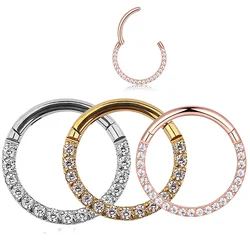 ASTM F136 Titanium PIERC Earrings Hinged Segment Hoop CZ Nose Ring Clicker Ear Cartilage Tragus Helix Lip Piercing Body Jewelry