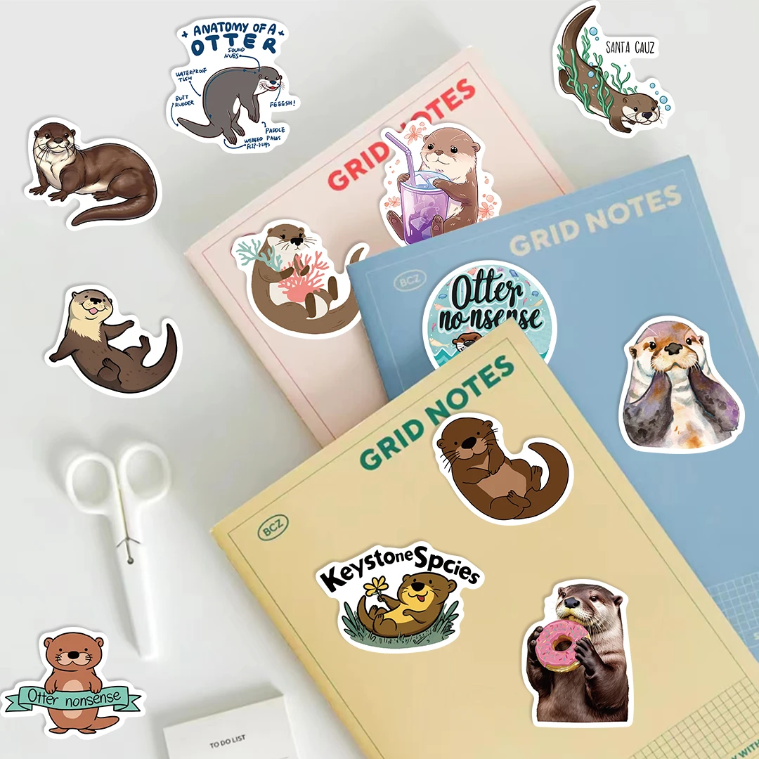 50PCS Cute Otter Animal Sticker Decals DIY Phone Laptop Stationery Waterproof Kawaii Kids Decoration Cartoon Sticker