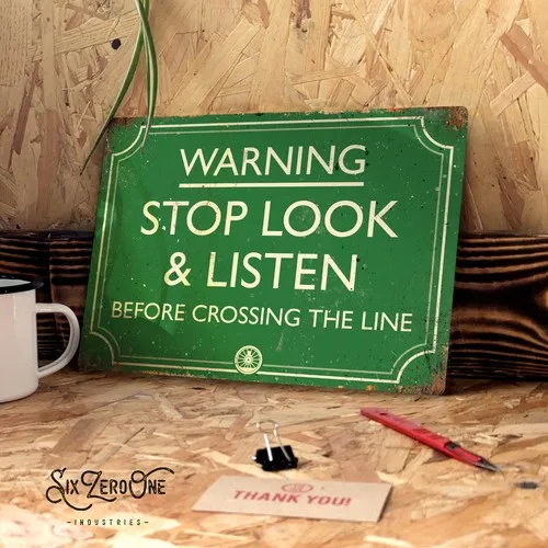 Stop Look Listen Metal Sign Man Cave Bar Vintage Wall Plaque train GWR Railway --Tin Sign