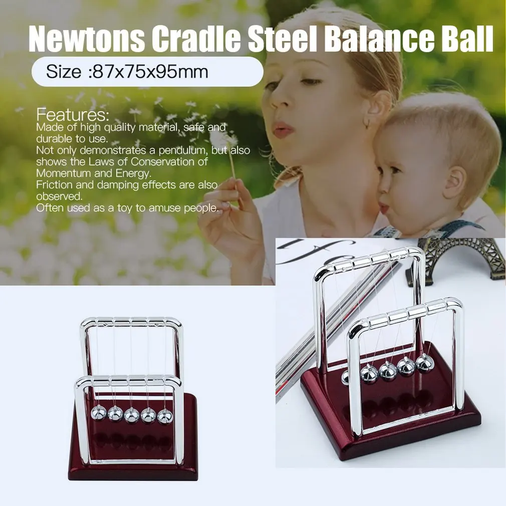 Early Fun Development Educational Desk Toy Gift Newtons Cradle Steel Balance Ball Physics Science Pendulum Games Home Decoration