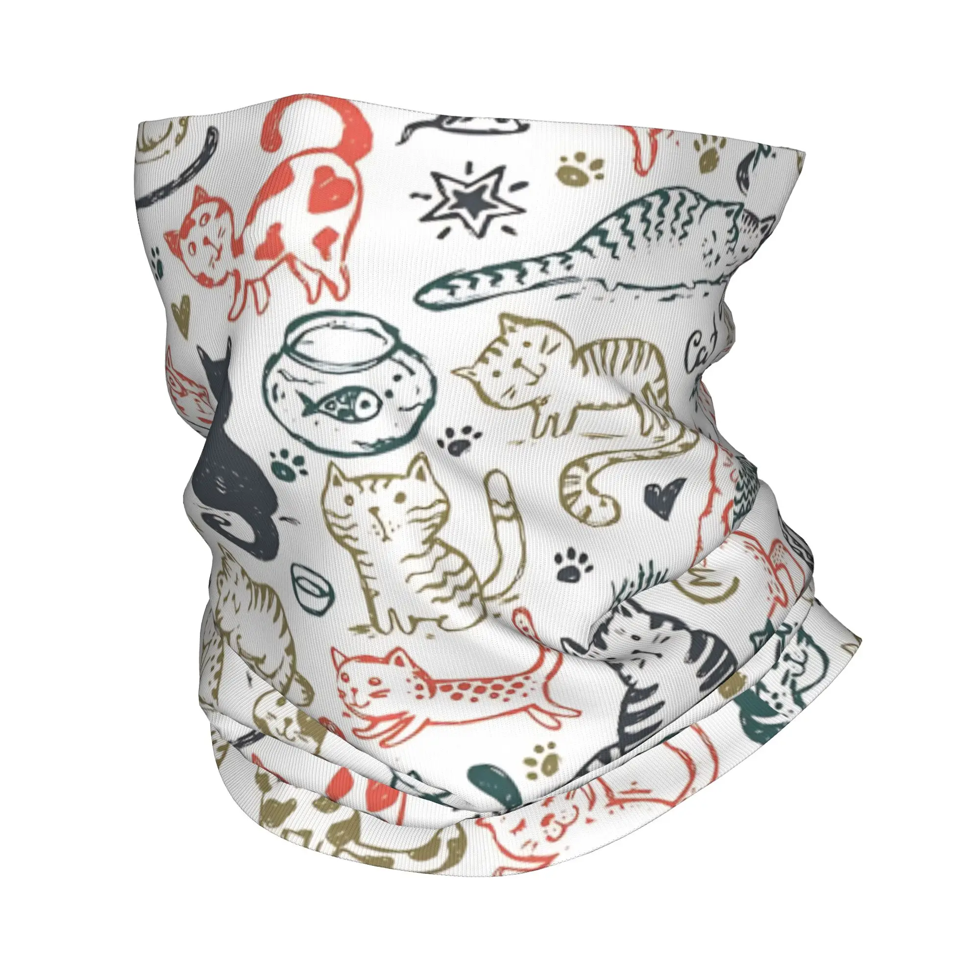 Cat Kitten  Bandana Neck Cover Printed Cats Pattern Mask Scarf Multi-use Cycling Scarf Fishing Unisex Adult All Season