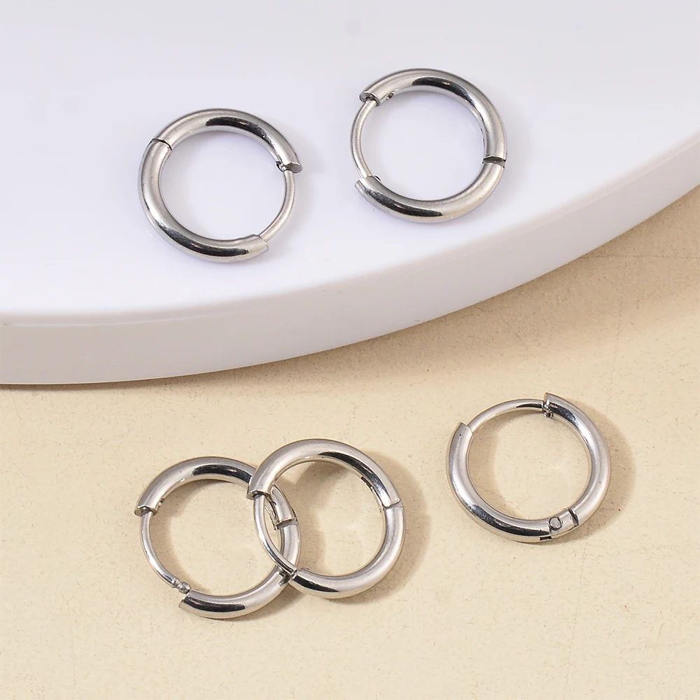 10pcs Trendy Hoop Earrings Round Huggies for Women Men Punk Ear Piercing Accessories Wholesale