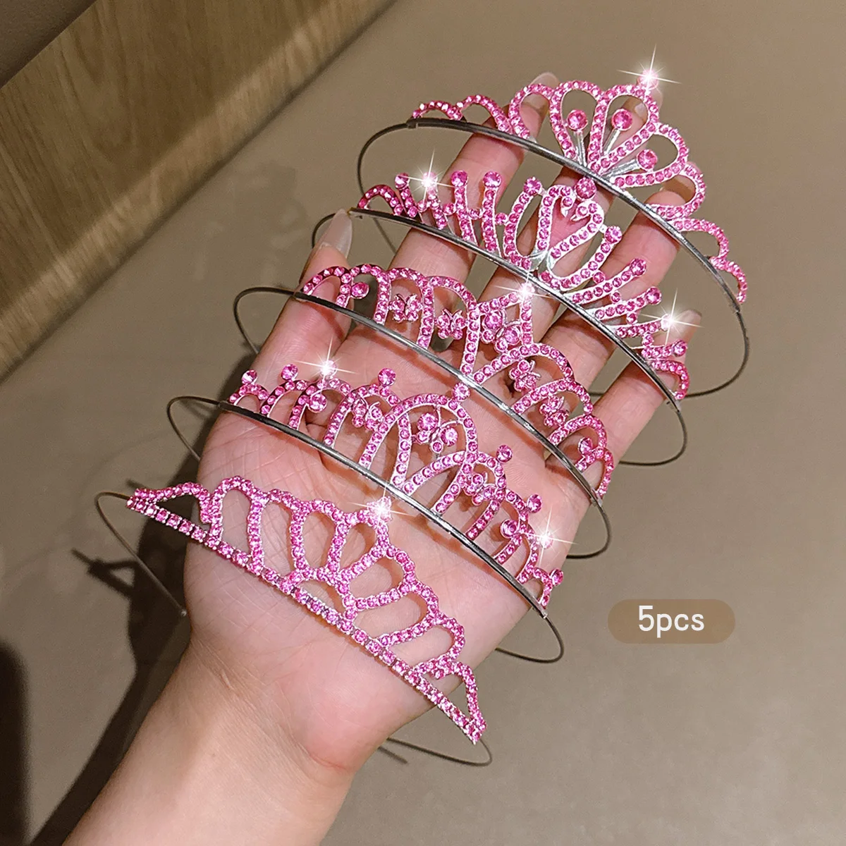

5 Pink Crown Minimally Stylish Hair Bracelets Suitable for Birthday Party Performances