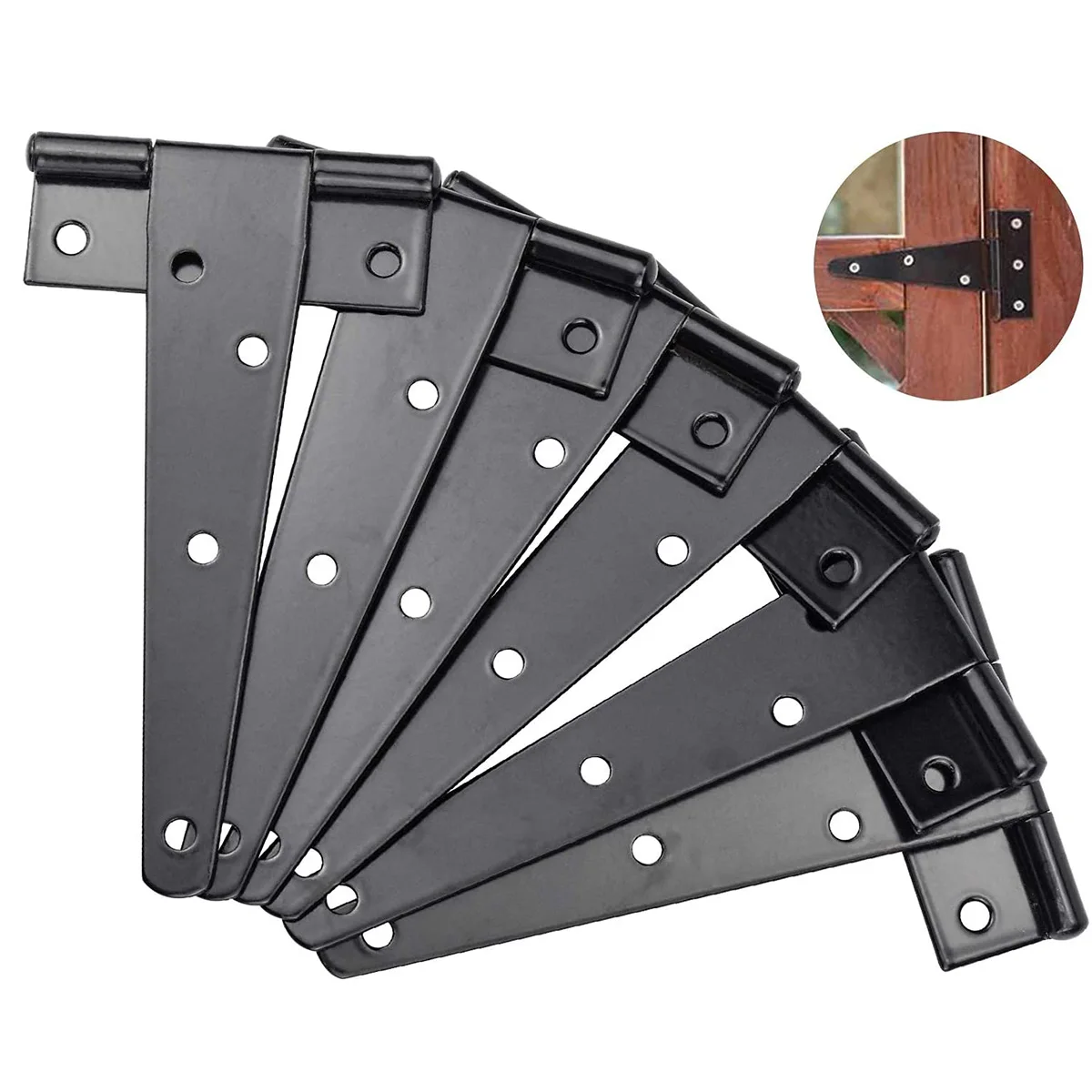 ABLQ 6 Pack Heavy Duty Tee Hinge, 150Mm 6 Inch T Hinge Metal Strap Tee Hinge With Screws For Shed Doors, Garden Gate