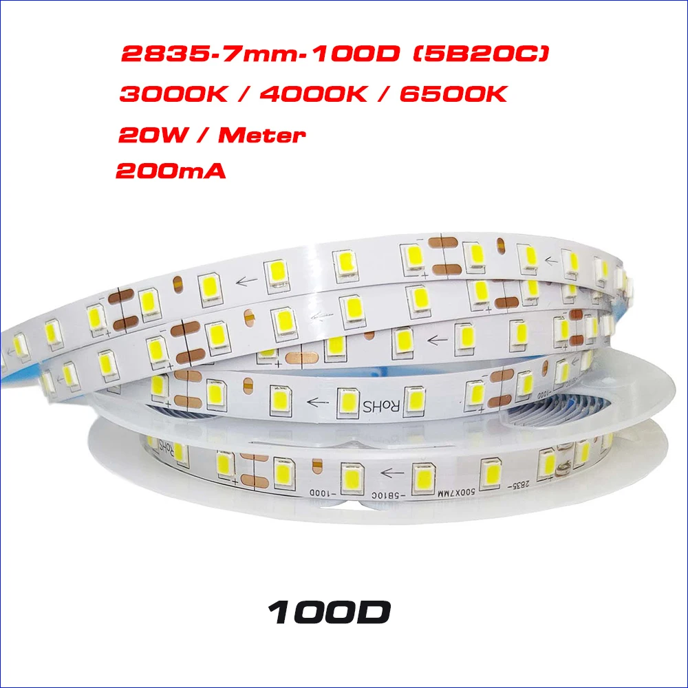 Imagem -02 - Corrente Constante Led Strip Branco Quente e Neutro Fita Luz Lustre Smd2835 100leds 120leds 180leds Metros Rolo