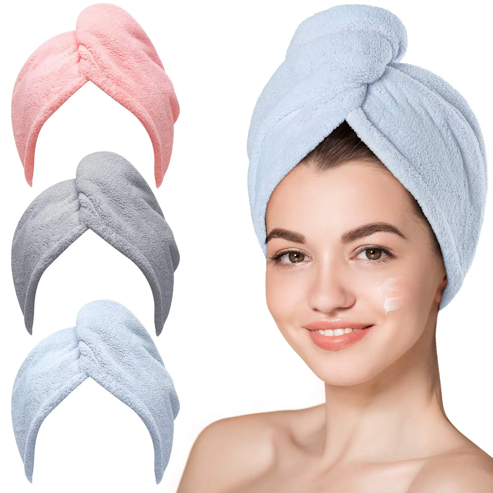 

Microfiber Hair Towel, 1 Pack Hair Turbans for Wet Hair, Drying Hair Wrap Towels for Curly Hair Women Anti Frizz