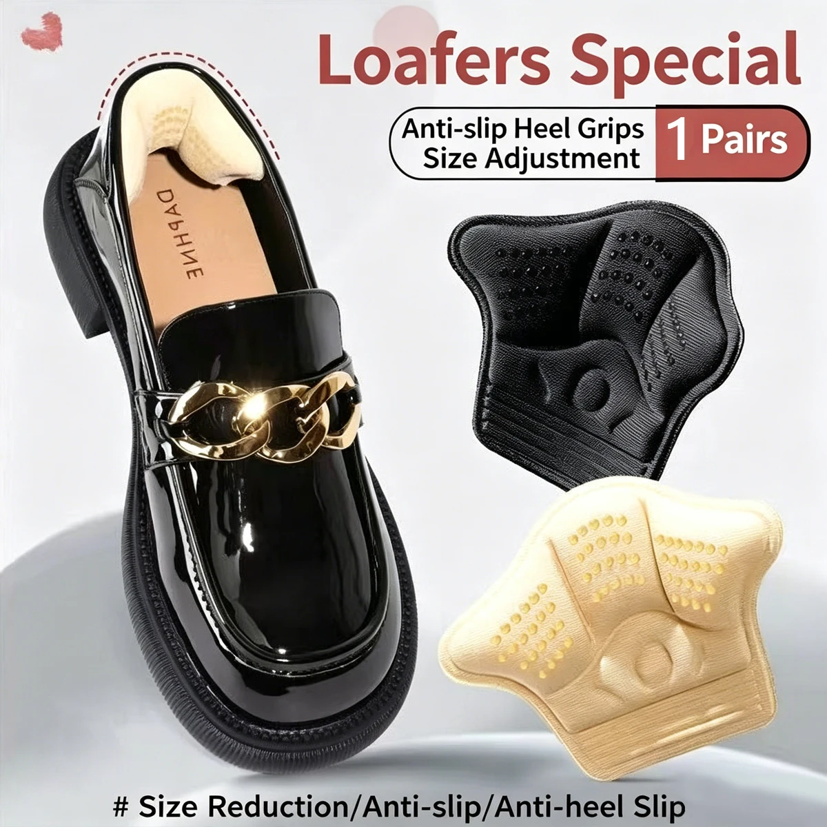 Heel Protectors, Anti‑Chafing Shoe Pads, Shoe Size Adjustment Cushion Inserts for High Heels & Sneakers, Prevent Heel Slipping