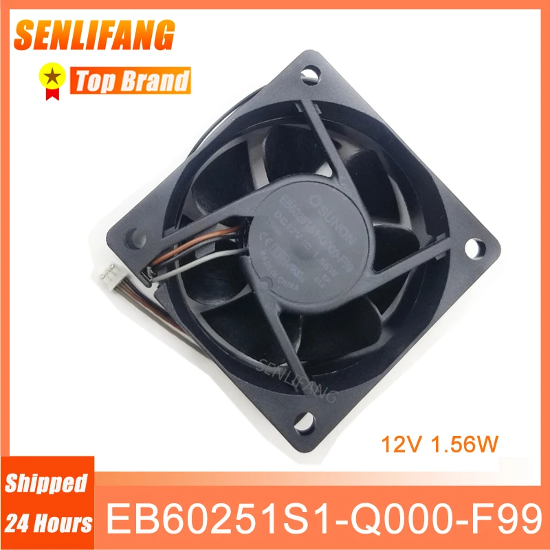 

6CM 60x60x25MM EB60251S1-Q000-F99 DC 12V 1.56W 3-Line 6025 Projector Cooling Fan For SUNON