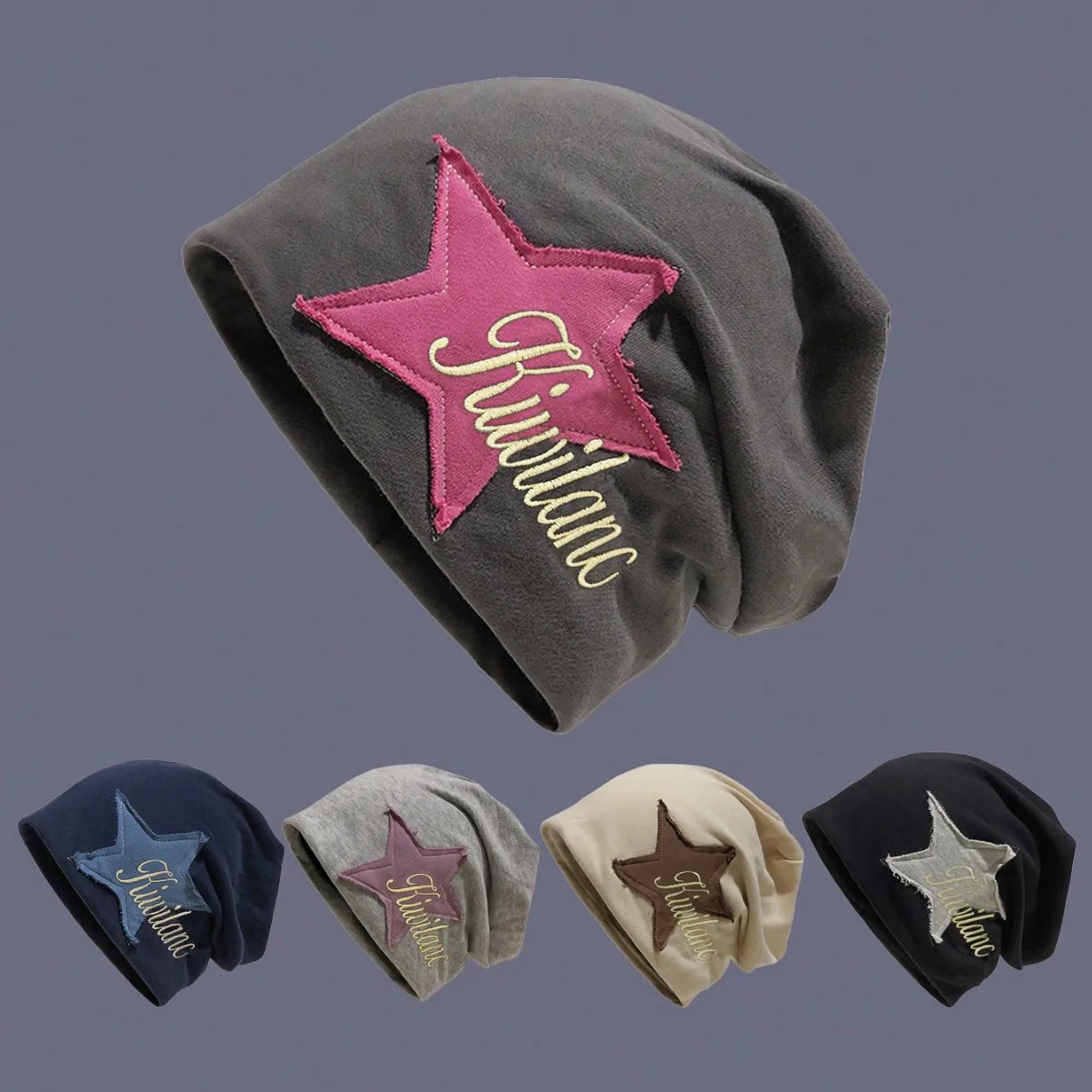 Cotton knitted cold hat female internet celebrity versatile college style pile hat autumn and winter star Baotou hat