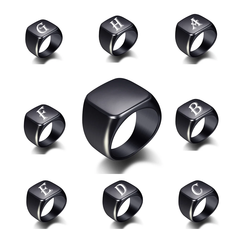 Minimalistischer 26-Buchstaben-Ring aus Glattem Titanstahl, Edelstahl, 18MM Breit, Unisex