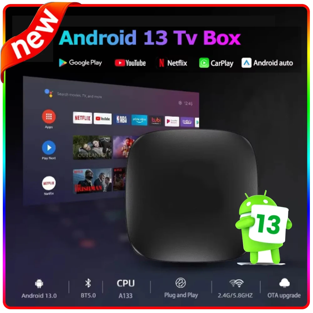 NEW Android 13 CarPlay Smart Video Box Wireless CarPlay Android Car Adapter for Netflix YouTube