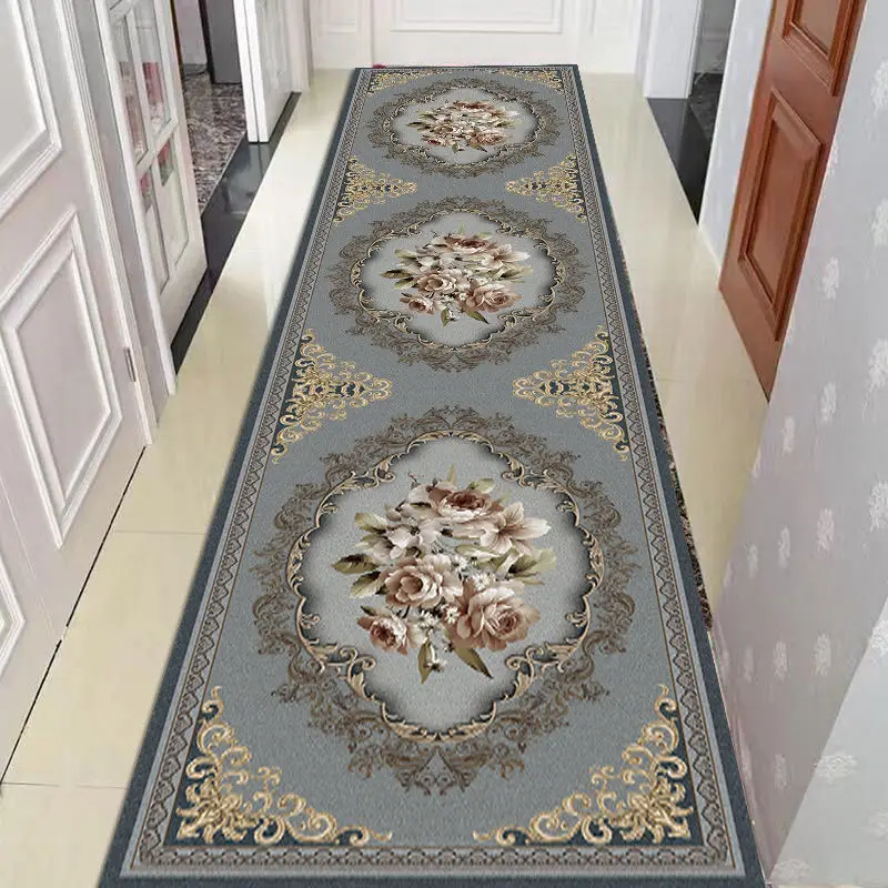 

European Style Household Corridor Carpet Runner Stairs Decoratin Home Aisle Hallway Long Rug Bedside Non-slip Mat Customizable