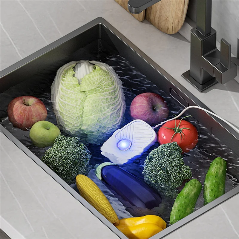 2PCS Vegetable Desinfectante Portable Ultrasonic Fruit Food Purifier Household Kitchen Food Cleaner Machine White-A70Z