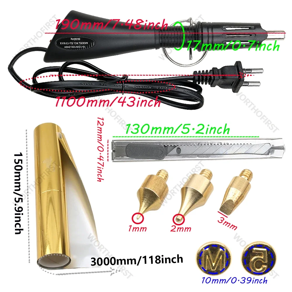 Hot Stamping Applicator Kit EU Plug with US Adapter Painting on Artificial leather Paper DIY Wood Crafts Personal Signature