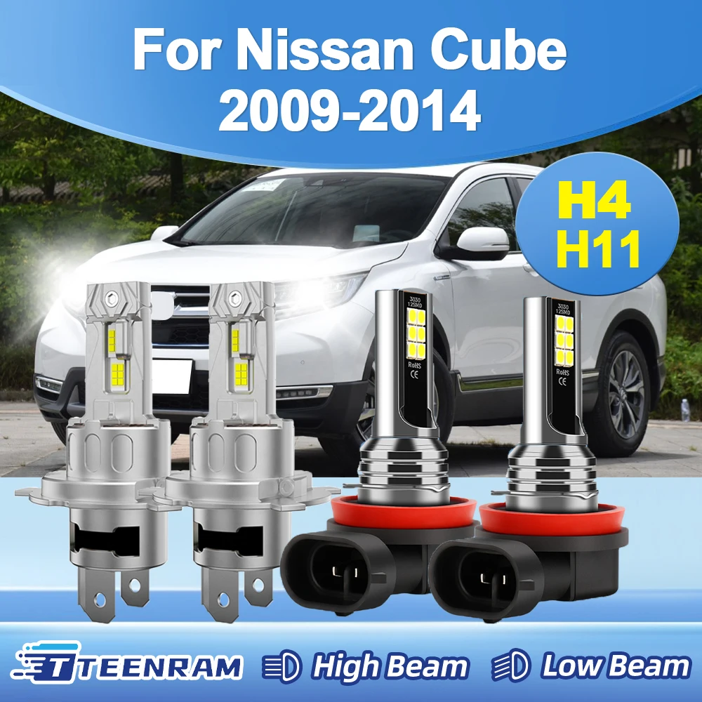 

for Nissan Cube 2009-2014 H4 High/Low beam H11 LED Fog Light bulbs DC12V-24V 12000LM 3570 CSP Wireless with Fan