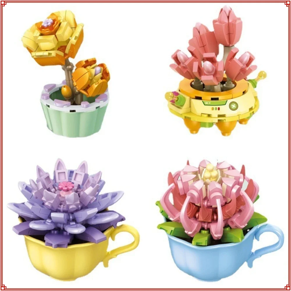 

Succulent Potted Plant Building Blocks Super Cute Rocket Paper Tiger Assembly Model Toy Home Decorations Children Hobbies Gifts