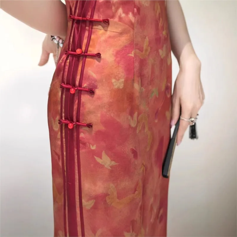 شيونغسام الإناث الصينية الجديدة الشعور اليومي فستان على الطراز الوطني مزاجه طويل