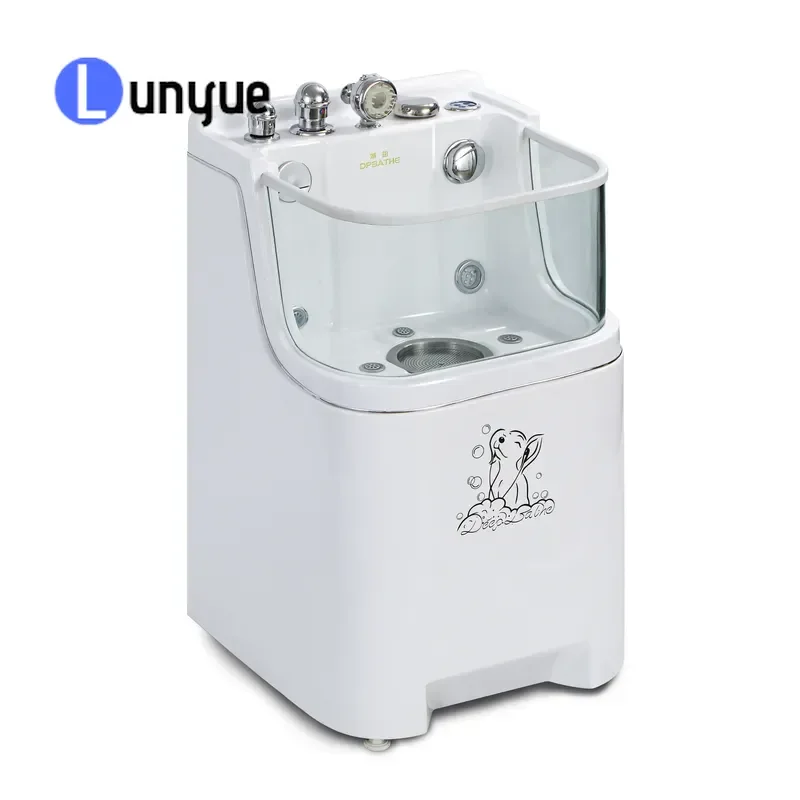 Modern Freestanding Acrylic Dog Bath Chair with Ozone Air Massage Drainer Easy Installation Pet Spa Bathtub for Home Grooming