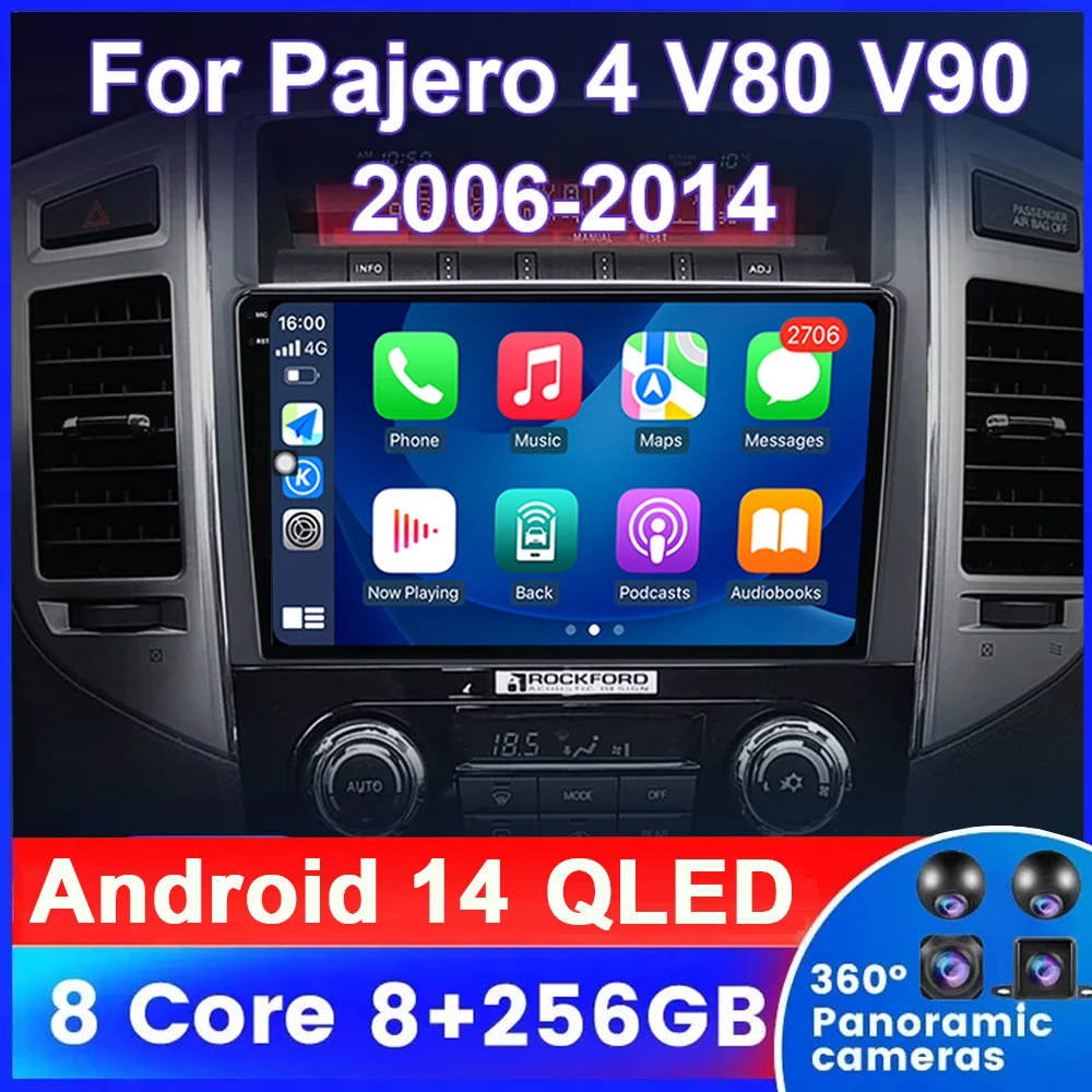 

Android 14 Car Stereo Radio For Mitsubishi Pajero 4 V80 V90 2006-2014 Multimedia Video Player Navigation Carplay QLED DSP 4G GPS