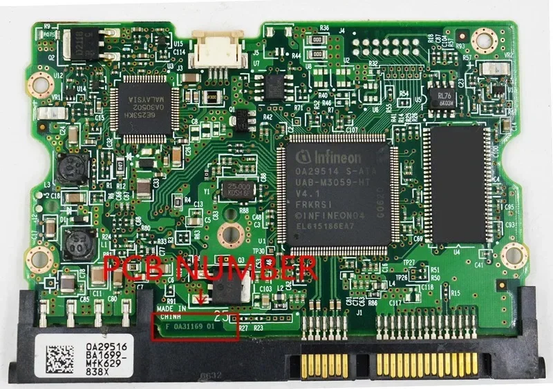 F 0A31169 01، B 0A31169 01 / هيتاشي HDD PCB / شريحة التحكم الرئيسية: 0A29177 S-ATA / 0A29514 S-ATA / 0A29516 0A29256