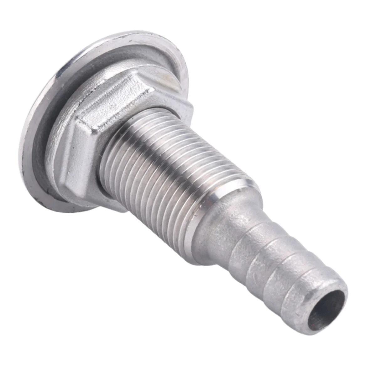 Conector marino caliente, lengüeta para manguera, tubo de drenaje de acero inoxidable a través del casco, conector de drenaje plateado 316 para barco yate 3/8