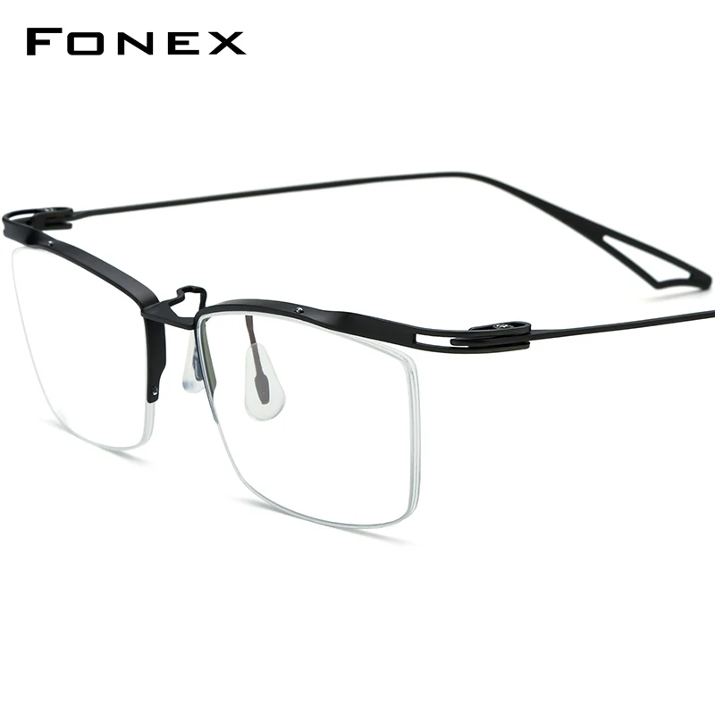 

FONEX Titanium Eyeglasses Frame Men Semi Rimless Square Glasses 2022 New Half Frame Eyewear F98640